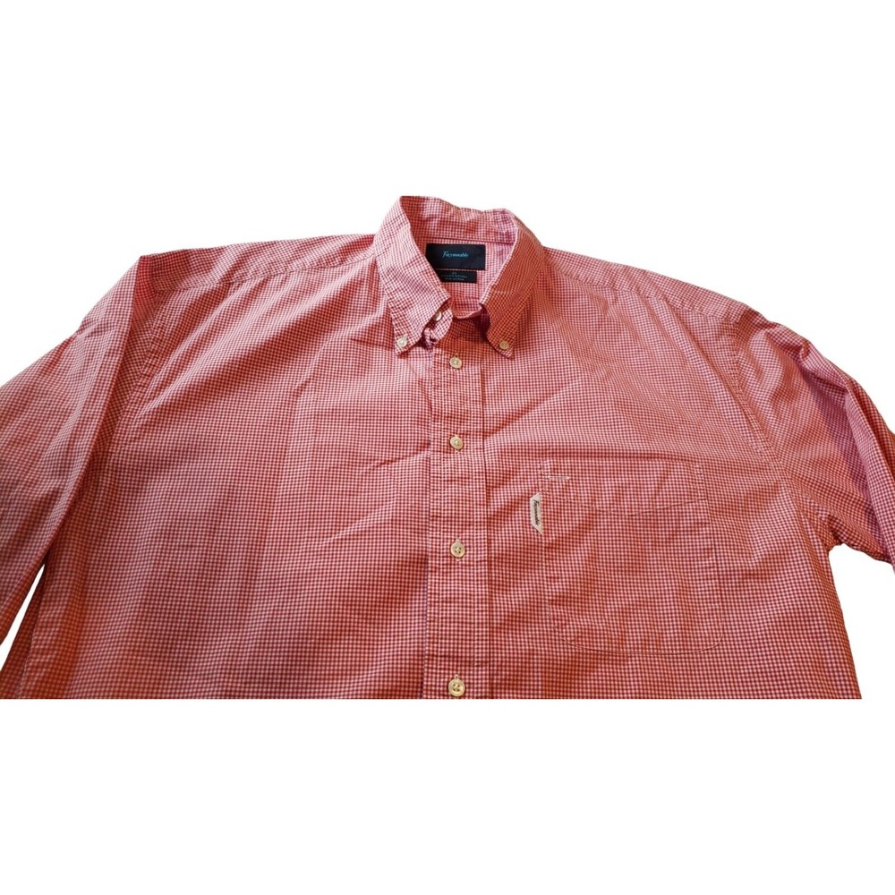 Faconnable Shirt Mens Size Large Red Gingham Sport Long Sleeve Cotton Button Up